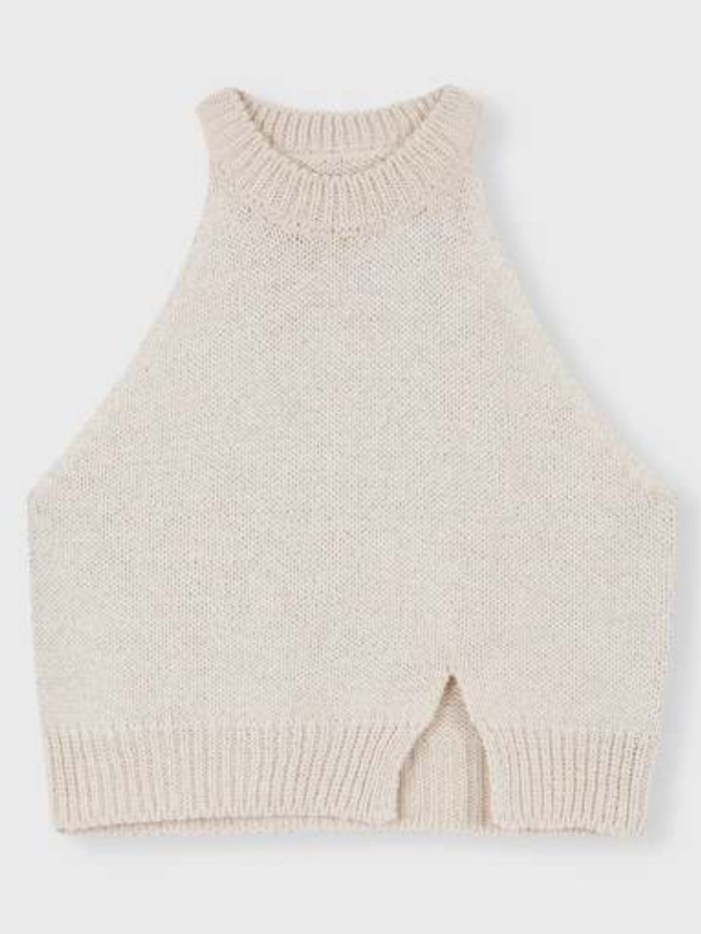 Cordera Sleeveless Cream Knit Halter Tank Top